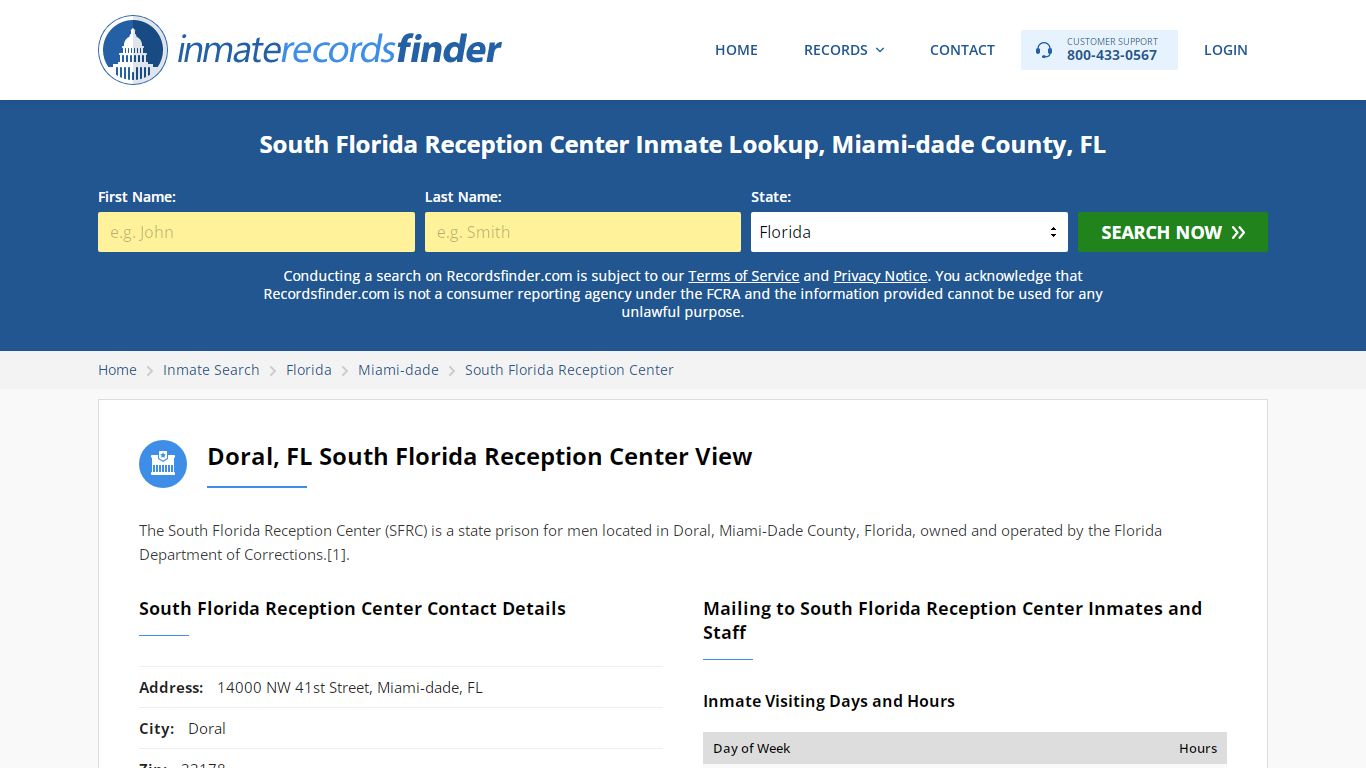 South Florida Reception Center Roster & Inmate Search ...