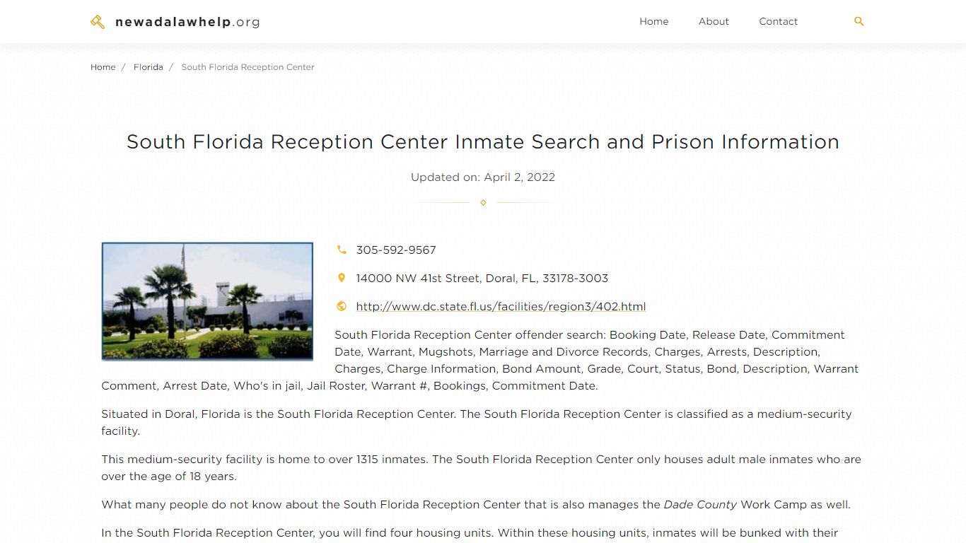 South Florida Reception Center Inmate Search, Visitation ...