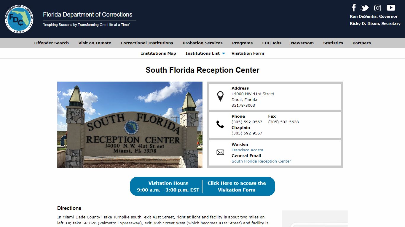 South Florida Reception Center -- Florida Department of ...